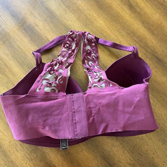 Victoria's Secret Dream Angels Lined Demi Bra Racerback Dark Raspberry 32D - Picture 3 of 8